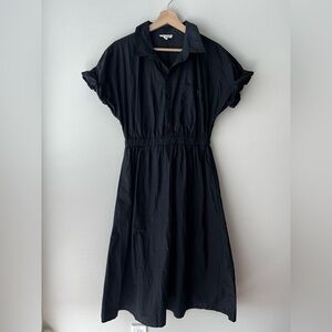 The Korner 100% Cotton Black Cinch Waist Dress